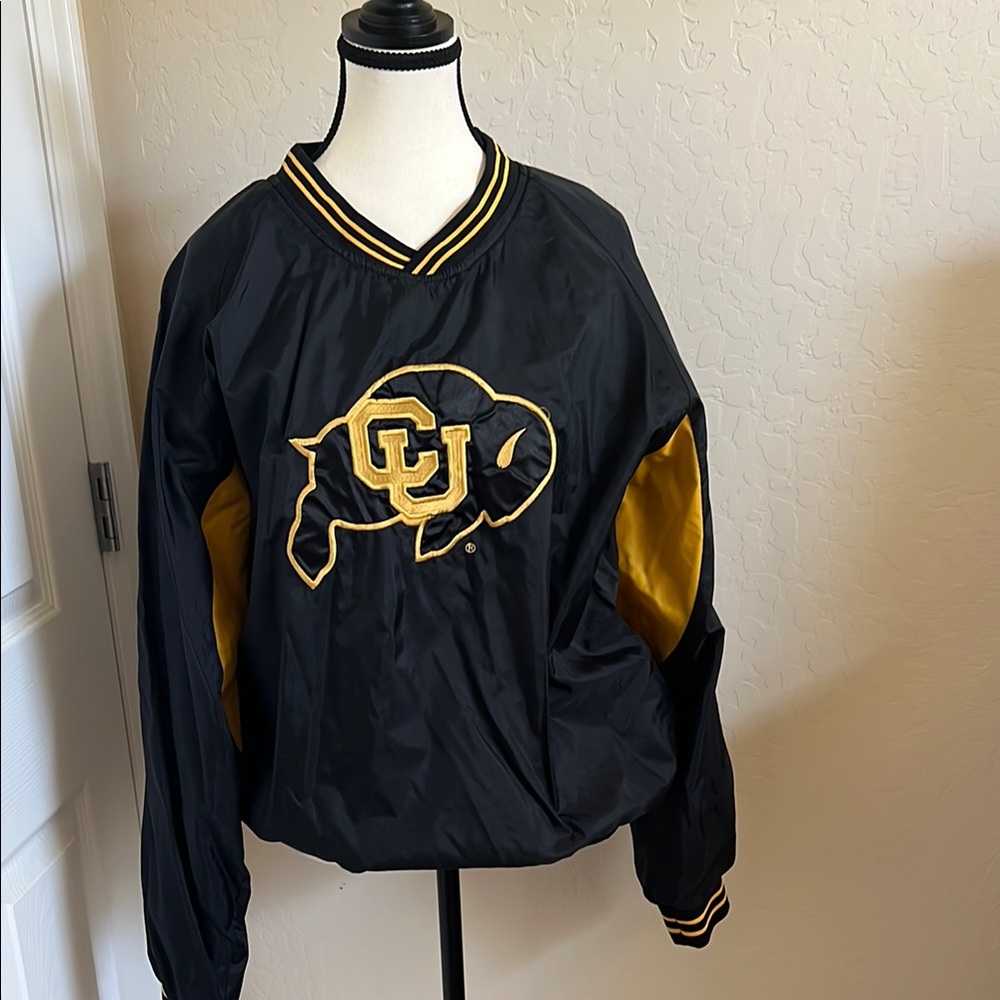Source Unknown Black and Gold Varsity Jacket with Classic Collegiate Style